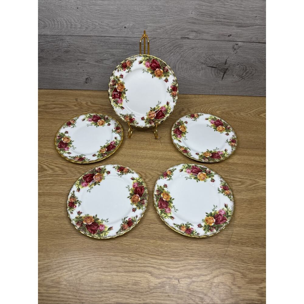 1962 Royal Albert Old Country Roses 6.25" Bread Plates Made In England ~SET of 5